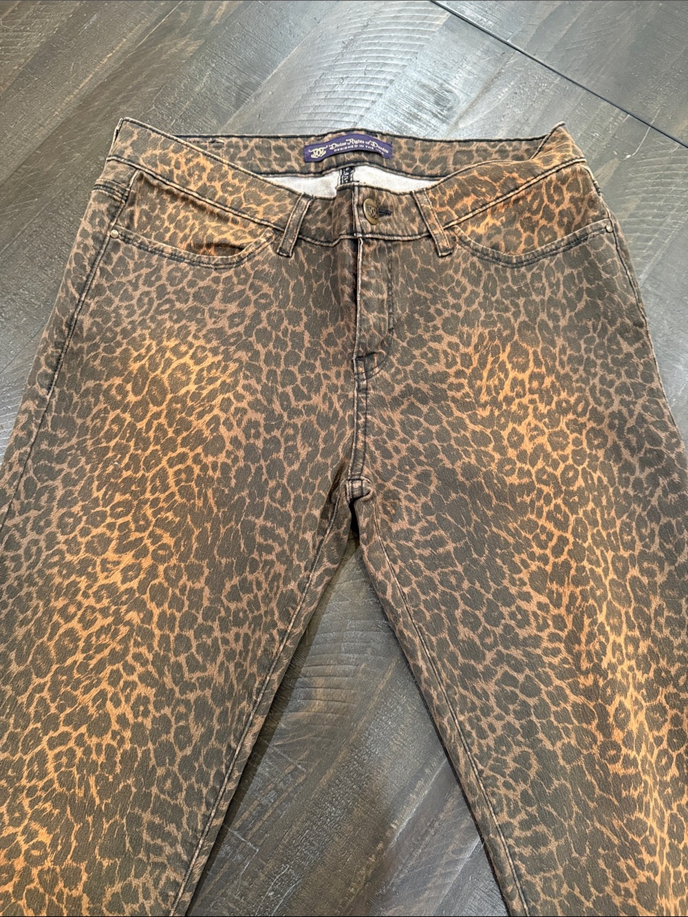 Divine Rights of Denim Leopard Skinny Mid-rise Jeans Stretch Denim 30